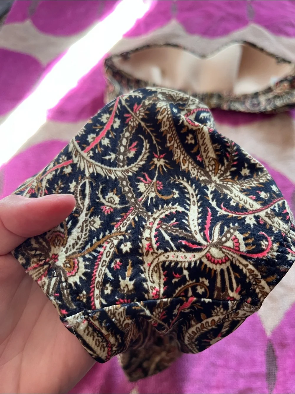 J.Crew 2 Piece Swimsuit in Black Brown Coral Floral Paisley Print